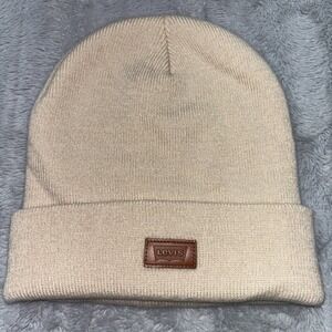 Levi's Leather Logo Patch Cream Beanie